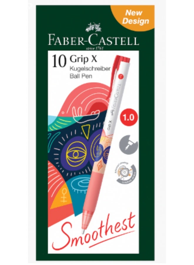 قلم حبر جاف - GripX10 مم1.0 - احمر- شد 10