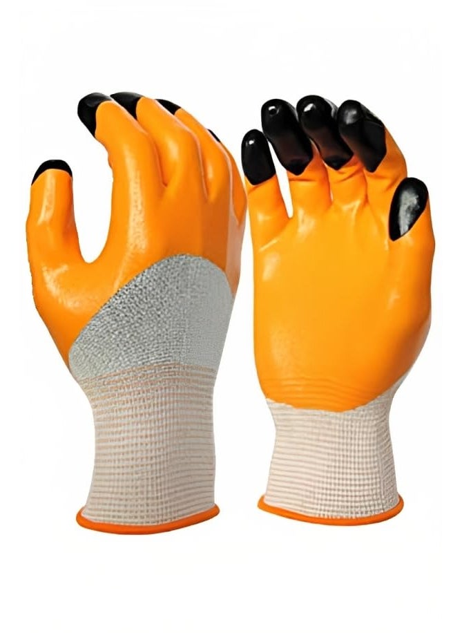 Generic SR Heavy duty reusable Full Nitrile Coated work safety gloves for Industrial Gardening Agricultural Cleaning Gloves 6 Pair  - Image 1