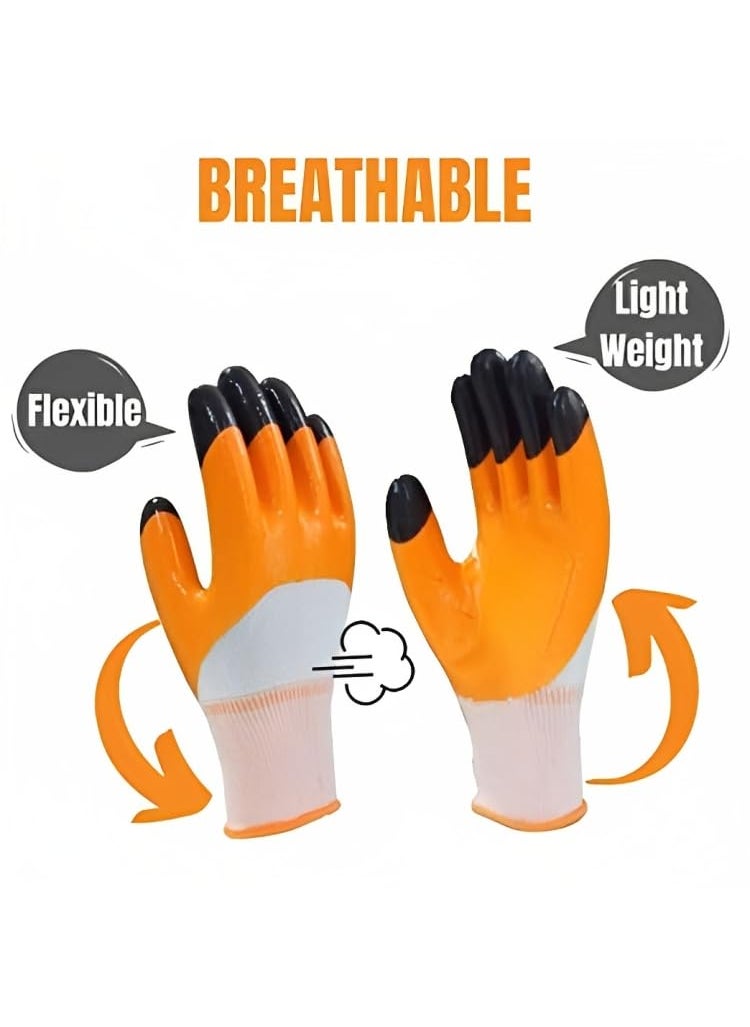Generic SR Heavy duty reusable Full Nitrile Coated work safety gloves for Industrial Gardening Agricultural Cleaning Gloves 6 Pair  - Image 4