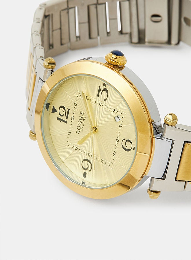 Royale Mega Round Shape Analog Wrist Watch RE104 C - 40mm - Dual Tone - Image 3