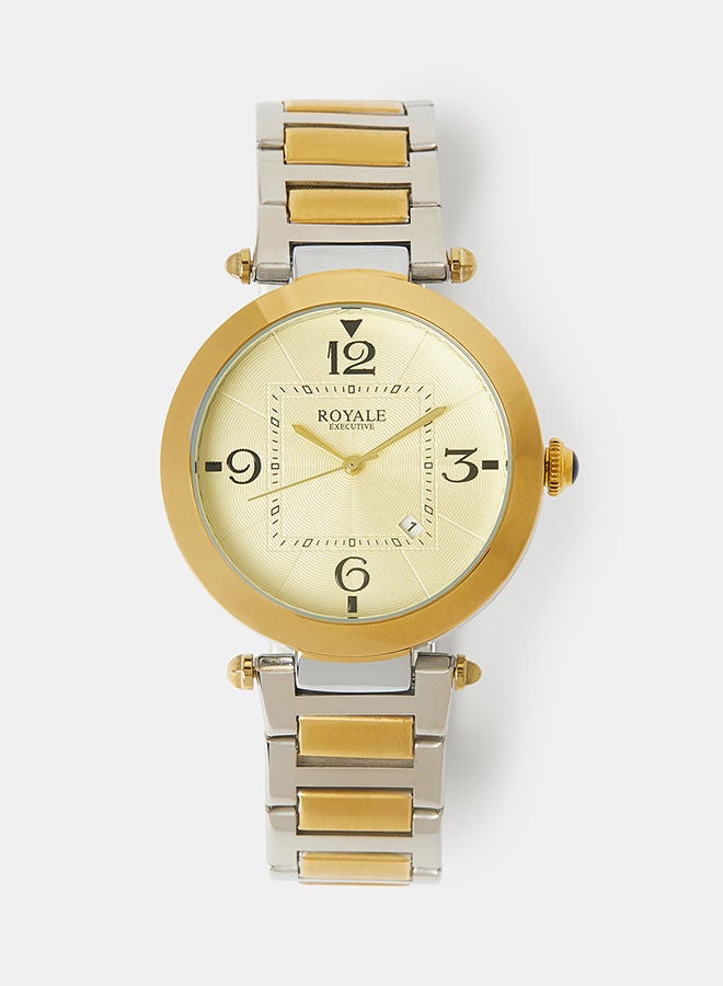 Royale Mega Round Shape Analog Wrist Watch RE104 C - 40mm - Dual Tone - Image 1