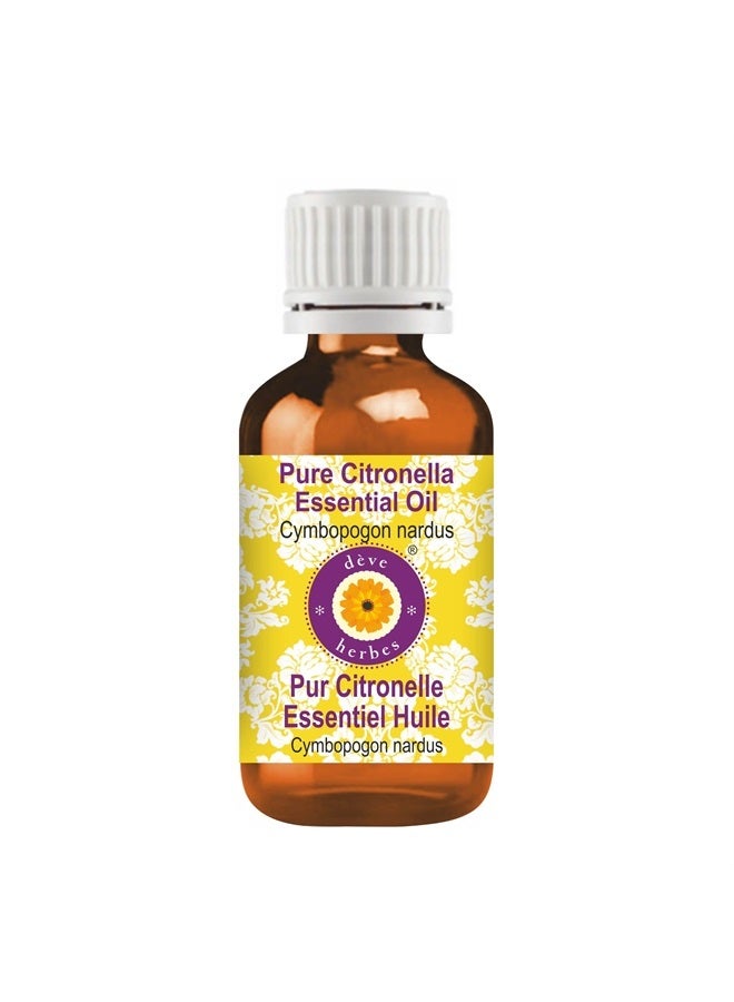 Deve Herbes Pure Citronella Essential Oil (Cymbopogon nardus) Steam Distilled 30ml (1 oz) - Image 1