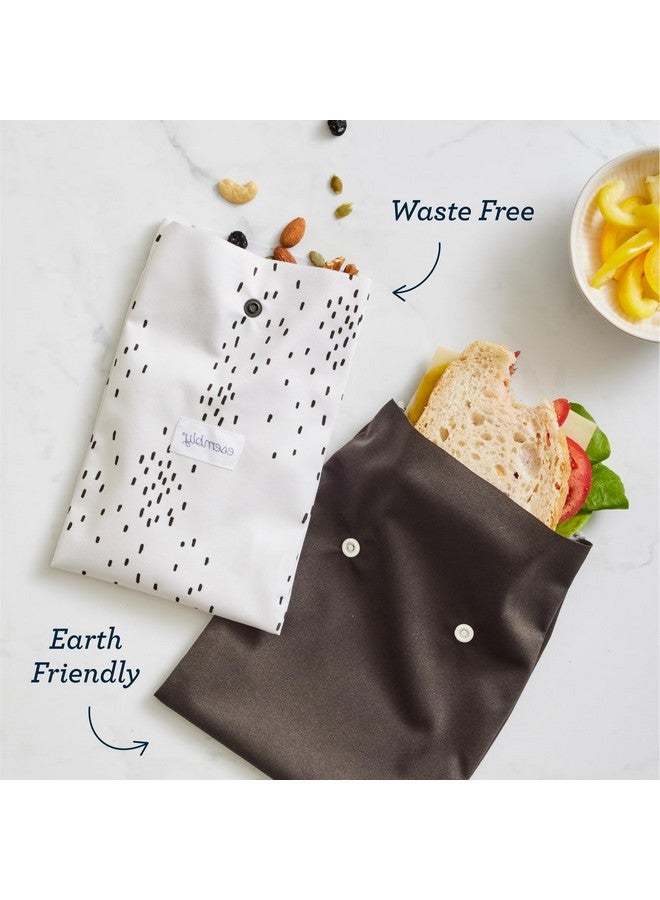 اسمبلي أكياس Esembly Snack + Sammy - أكياس الوجبات الخفيفة والسندويتشات القابلة لإعادة الاستخدام | حقيبة تخزين سيليكون للطعام | آمنة للاستخدام في الميكروويف وغسالة الأطباق - مجموعة من قطعتين - Terrazzo، Plum - Image 4