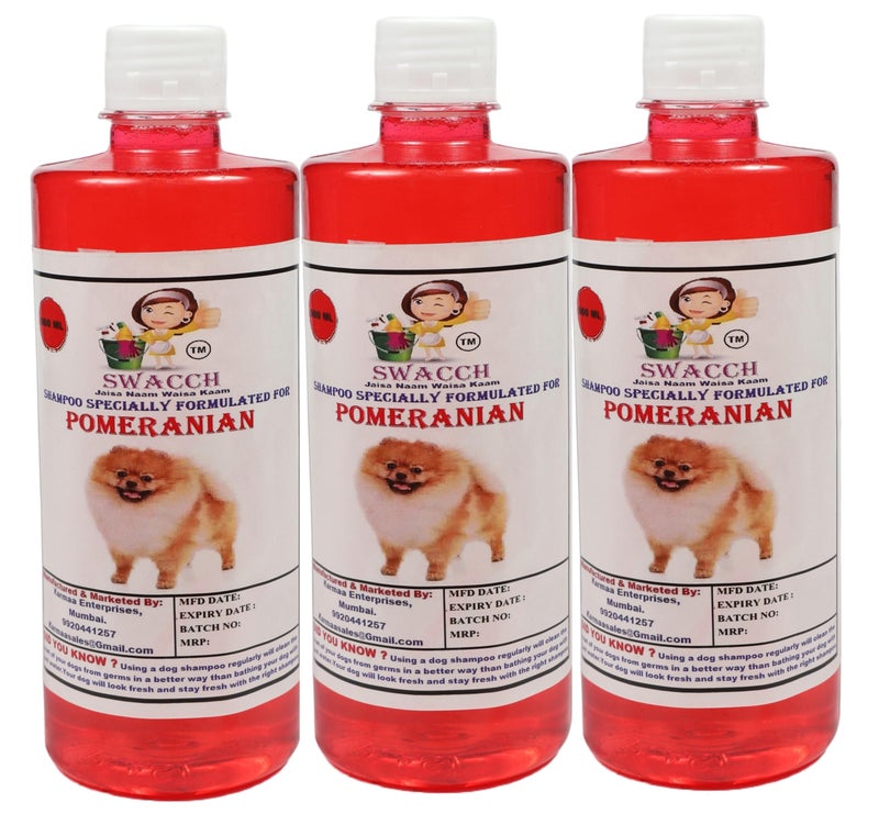 swacch Shampoo | Puppy Safe Shampoo | PH Balanced | Ditch to Itch for Pomeranian Dog Shampoo 500ml Pack of 3 (Strawberry) + Spike Ball Chew Toy Combo Pack - Image 2