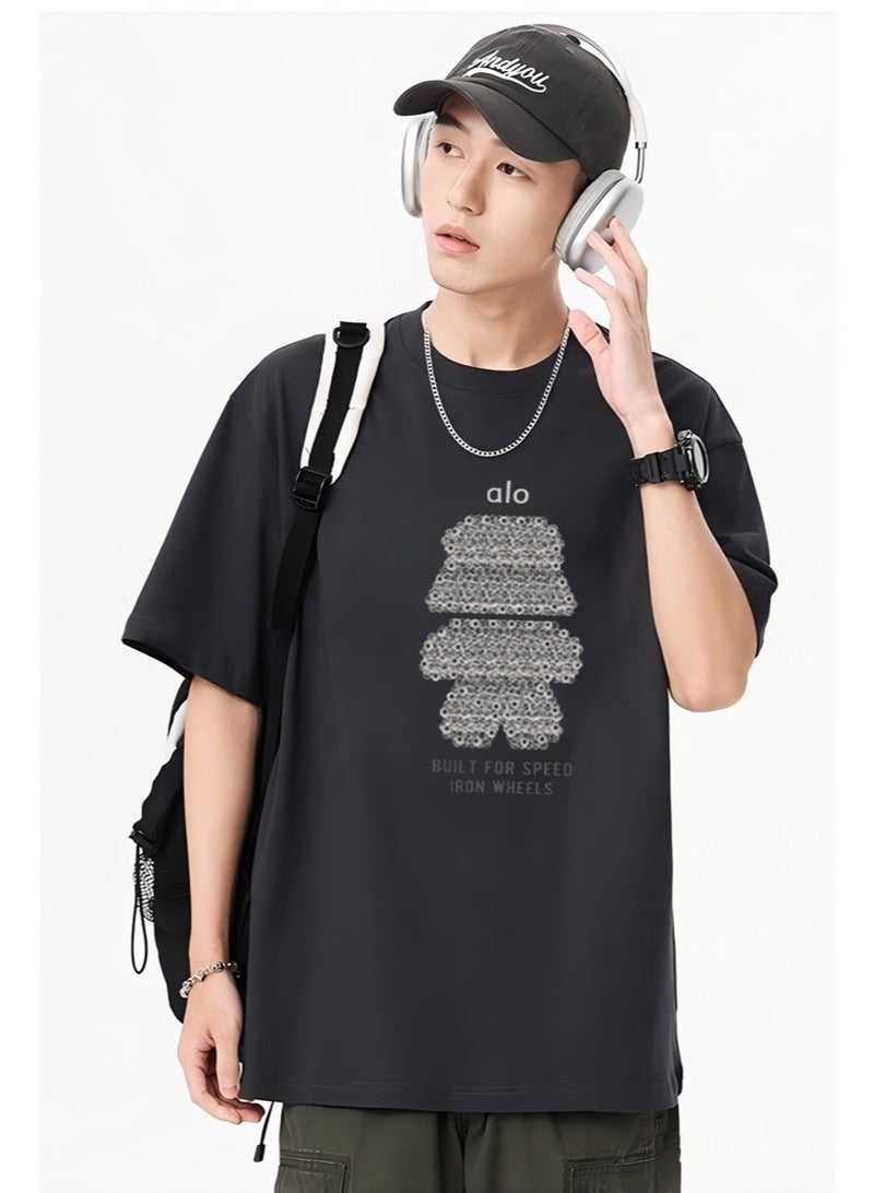 Alo World casual printed men's T-shirt with simple brand logo is a multi-purpose sportswear suitable for daily leisure. - Image 3