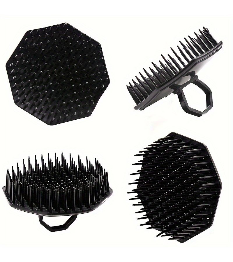 2Pcs Black Manual Massage Hairbrush for Shower with Handle - Image 3