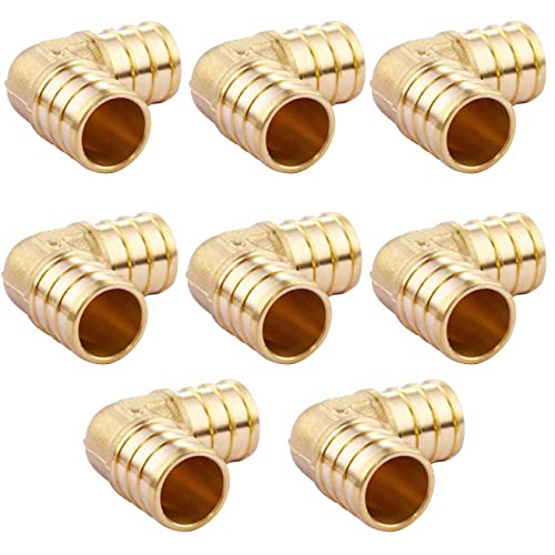 Litorange 3/4 inch PEX 90 Degree Elbow 3/4" (pack of 8) Lead-Free Brass Barb Crimp Pipe Fitting/Fittings - Image 1
