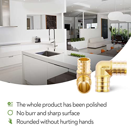 Litorange 3/4 inch PEX 90 Degree Elbow 3/4" (pack of 8) Lead-Free Brass Barb Crimp Pipe Fitting/Fittings - Image 4