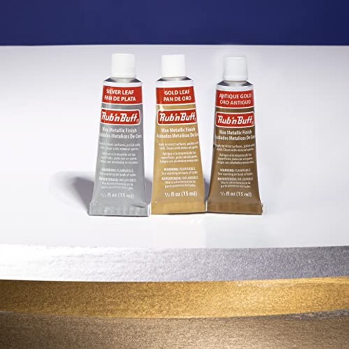 Amaco Rub N Buff Wax Metallic Finish 3 Color Kit Antique Gold Silver Leaf And Gold Leaf 15Ml Tubes Versatile Gilding Wax For Finishing Furniture Antiquing And Restoration 3 Rub And Buff Colors - Image 5