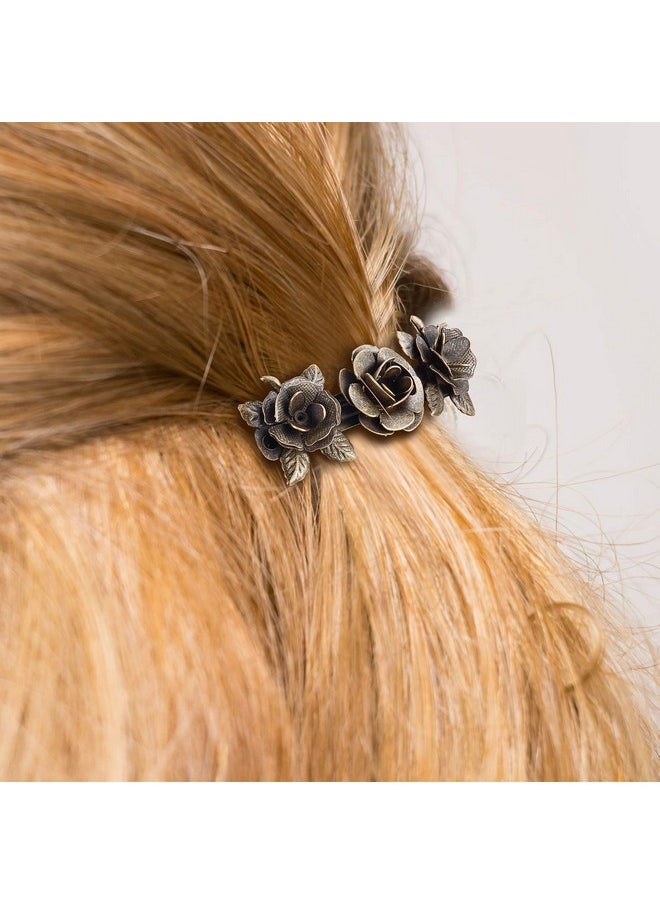 WILLBOND 6 Pieces Vintage Hair Barrettes For Women Retro French Flower Hair Clips Metal Bronze Barrettes Floral Feather Hair Pins For Women Girl Hair Styling Accessories  - Image 5