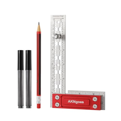 AKNgoes Precision Woodworking Square Stainless Steel Square with Shoulder Lip Self Standing for Quick Measurement Built in Scribe Notches Framing Tool for Professional Carpentry Use6 Inch - Image 1