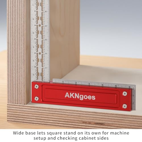 AKNgoes Precision Woodworking Square Stainless Steel Square with Shoulder Lip Self Standing for Quick Measurement Built in Scribe Notches Framing Tool for Professional Carpentry Use6 Inch - Image 3