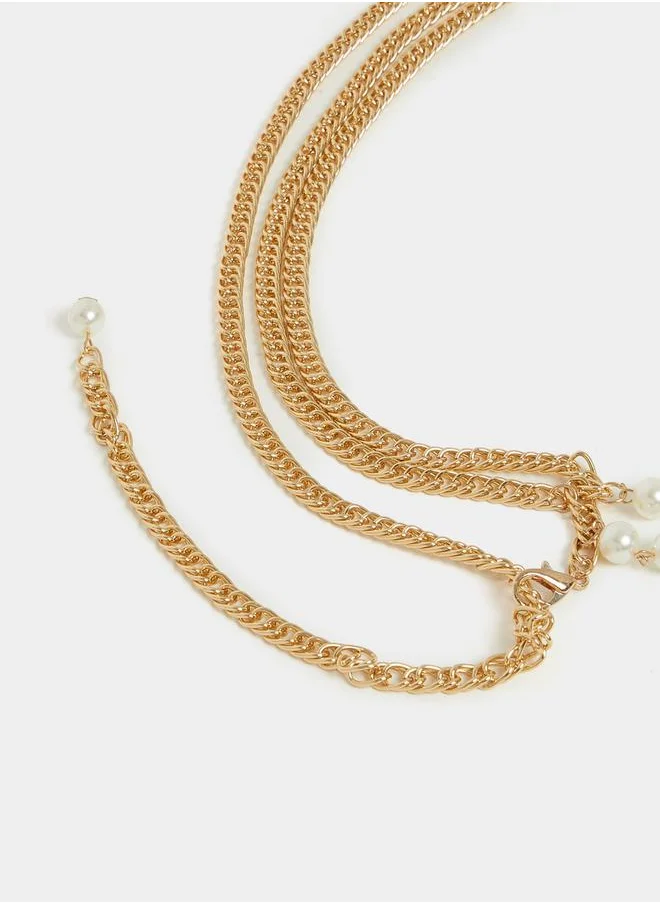 ستايلي Embellished Layered Faux Pearl Belt