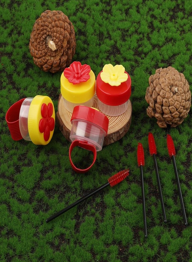 AIEX Hand Hummingbird Feeder, Hand Feeding Hummingbirds Handheld&Ring Styles Plastic Mini Flower Hummingbird Feeder with Cleaning Brushes for Outdoor (4pcs Feeders and 4 Brushes) - Image 3