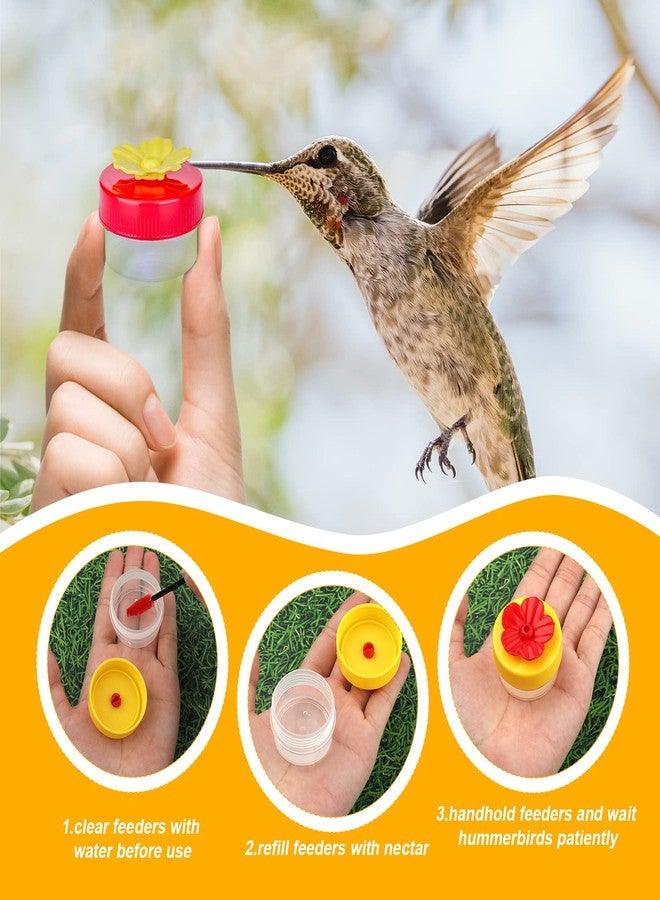AIEX Hand Hummingbird Feeder, Hand Feeding Hummingbirds Handheld&Ring Styles Plastic Mini Flower Hummingbird Feeder with Cleaning Brushes for Outdoor (4pcs Feeders and 4 Brushes) - Image 5