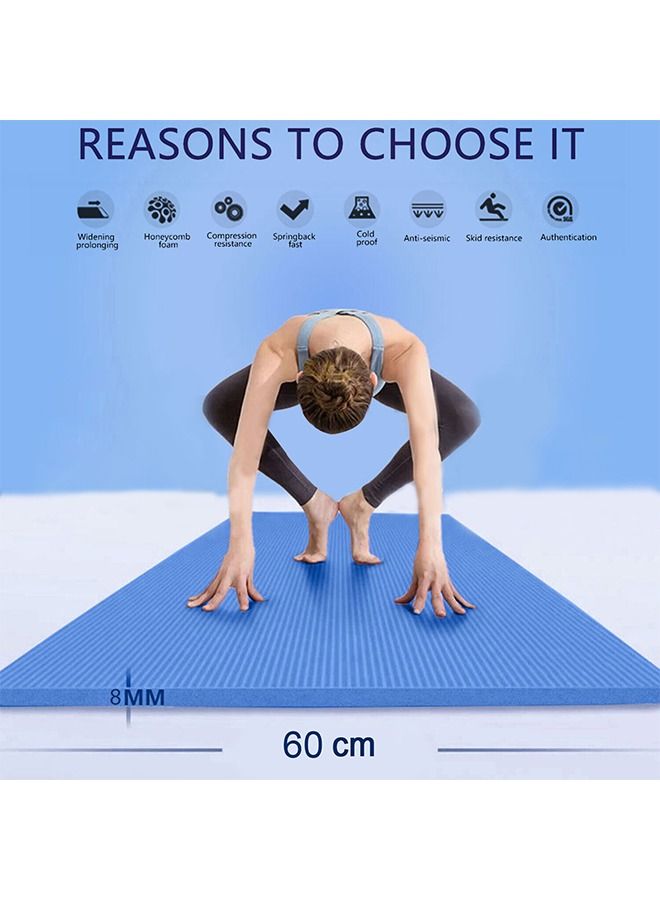 Taimi Pack of 2 Non-Slip yoga mat Anti-Tear Exercise Mat With Carrying Strap 183x61x1cm Blue  - Image 4
