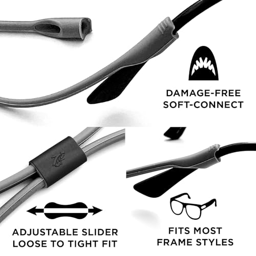 Pilotfish Premium Silicone Sunglasses Strap, Adjustable Glasses Retainer with Unique Passthrough Design – Universal Fit (Black) - Image 3