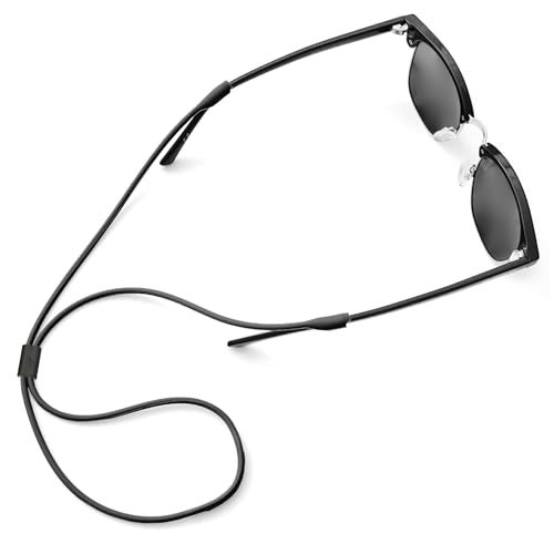 Pilotfish Premium Silicone Sunglasses Strap, Adjustable Glasses Retainer with Unique Passthrough Design – Universal Fit (Black) - Image 1