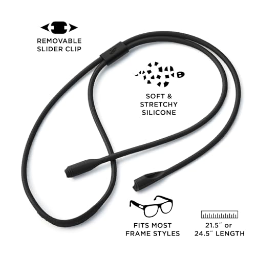 Pilotfish Premium Silicone Sunglasses Strap, Adjustable Glasses Retainer with Unique Passthrough Design – Universal Fit (Black) - Image 2