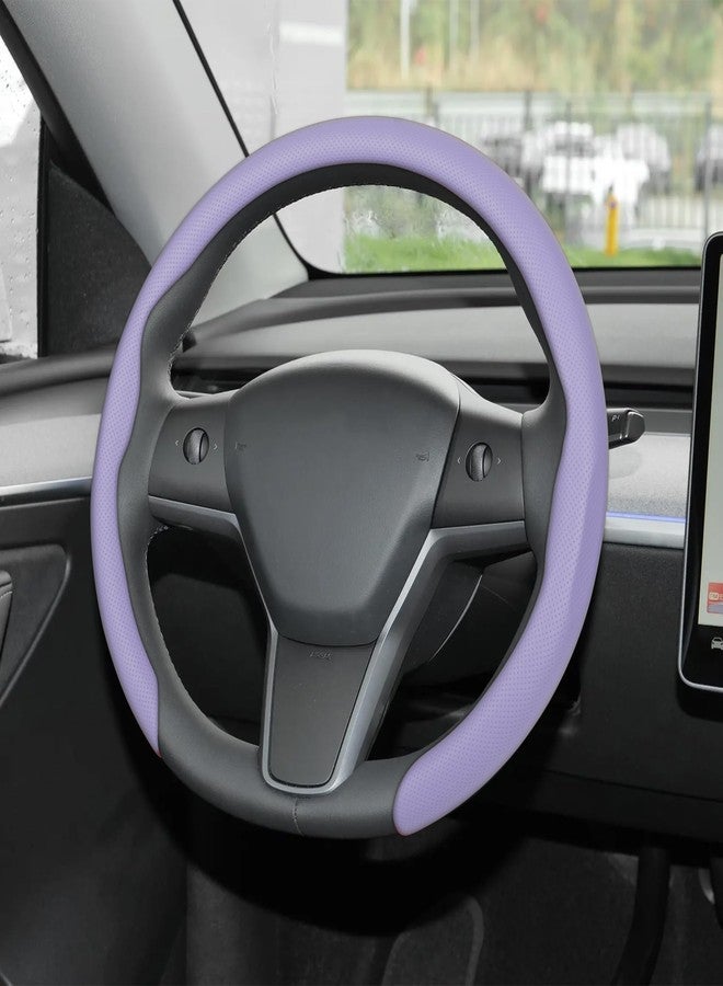 frani Leather Steering Wheel Cover, Universal 15 Inch Premium Non-Slip Steering Wheel Cover Light Purple - Image 1