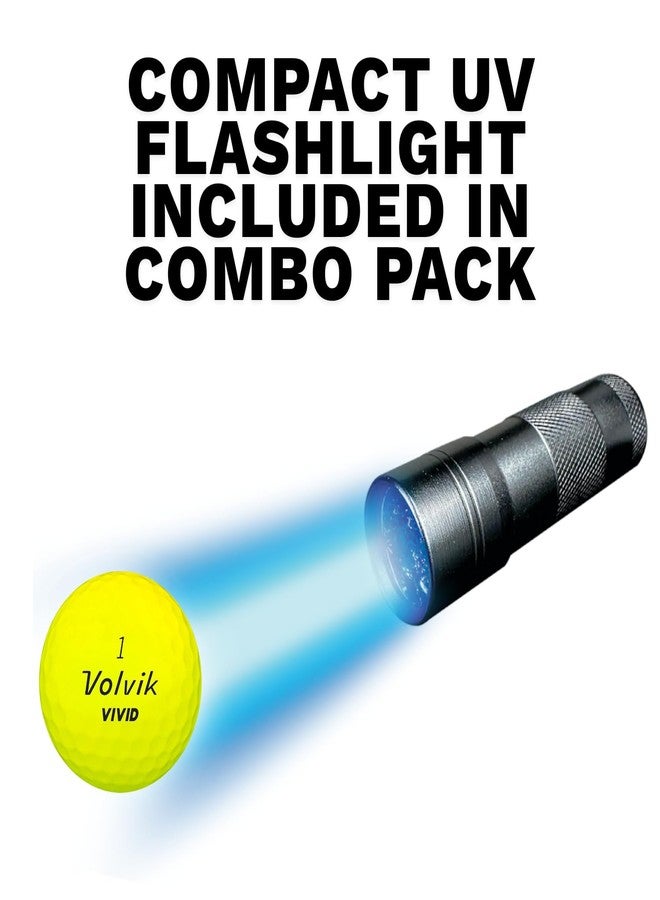Volvik Vivid Twilight Glow in the Dark Golf Balls (Flashlight Combo Pack, Yellow) - Image 2