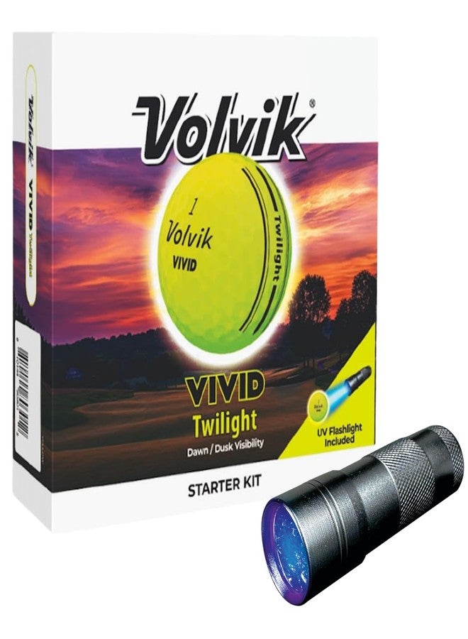 Volvik Vivid Twilight Glow in the Dark Golf Balls (Flashlight Combo Pack, Yellow) - Image 1