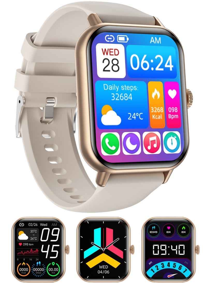 Universal Stylish Smart Sports Watch, 2-inch Touch Screen, 100+ Sports modes, Bluetooth 5.3, IP67, Smart reminders, Exercise records, Health detection, Golden - Image 1
