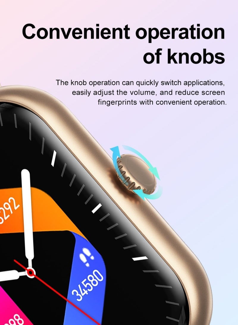 Universal Stylish Smart Sports Watch, 2-inch Touch Screen, 100+ Sports modes, Bluetooth 5.3, IP67, Smart reminders, Exercise records, Health detection, Golden - Image 4