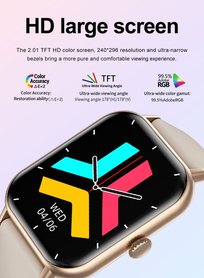 Universal Stylish Smart Sports Watch, 2-inch Touch Screen, 100+ Sports modes, Bluetooth 5.3, IP67, Smart reminders, Exercise records, Health detection, Golden - Image 3