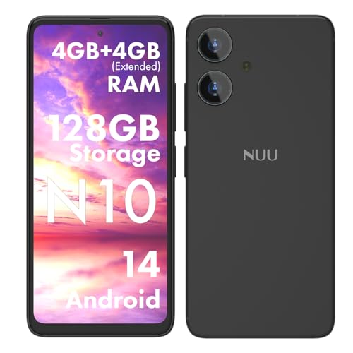 NUU N10 Basic Cell Phone for T-Mobile, Mint, Metro, Qlink, Tello and More 4GB/128GB, Perfect for Teenagers, Dual SIM 4G, Octa-Core 6.6" 90Hz HD+, Unlocked Phones Android Phone 14, US Warranty (Black) - Image 1