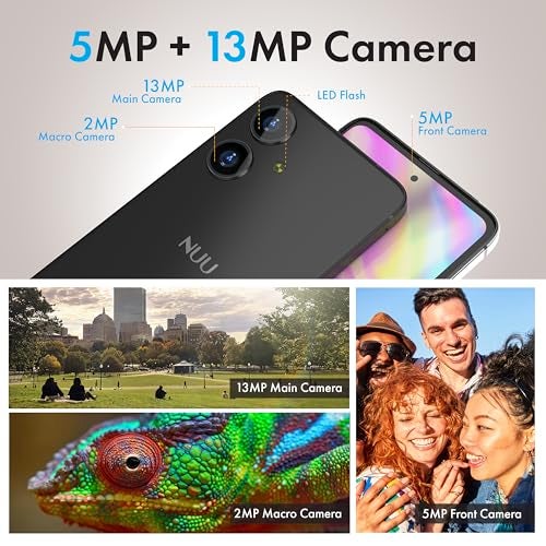 NUU N10 Basic Cell Phone for T-Mobile, Mint, Metro, Qlink, Tello and More 4GB/128GB, Perfect for Teenagers, Dual SIM 4G, Octa-Core 6.6" 90Hz HD+, Unlocked Phones Android Phone 14, US Warranty (Black) - Image 5