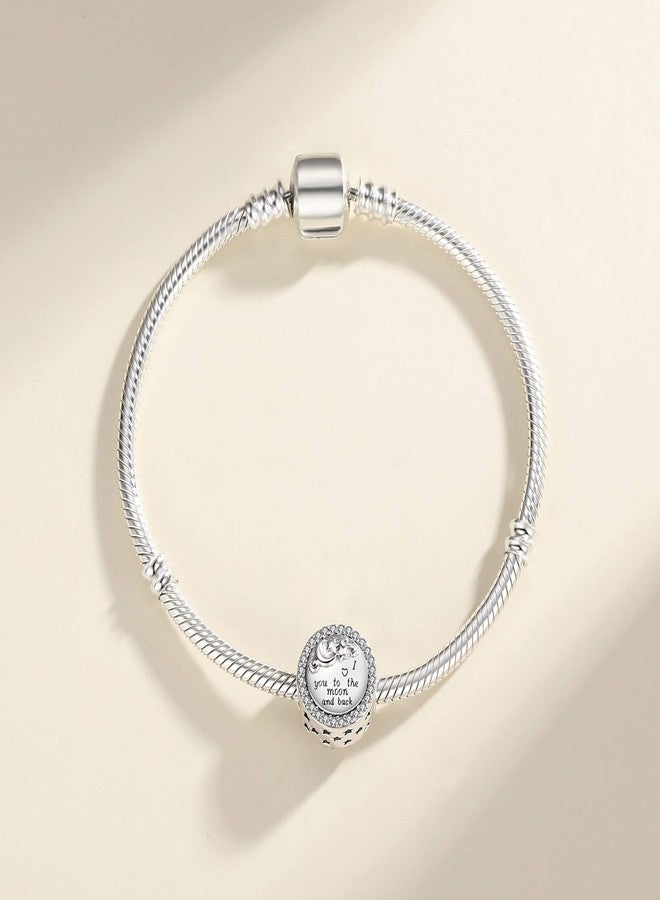 Linorui 925 Sterling Silver Charms Fit Pandora Charms Bracelet I Love You to The Moon and Back Fit Wife Mom Christmas Birthday Gift - Image 3