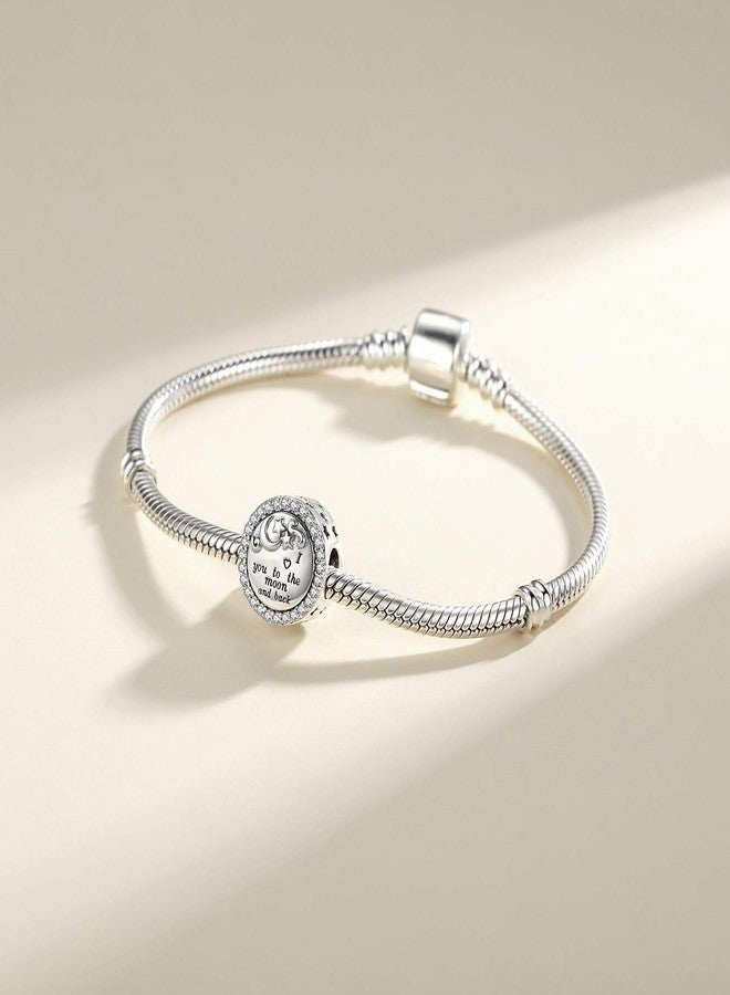 Linorui 925 Sterling Silver Charms Fit Pandora Charms Bracelet I Love You to The Moon and Back Fit Wife Mom Christmas Birthday Gift - Image 2