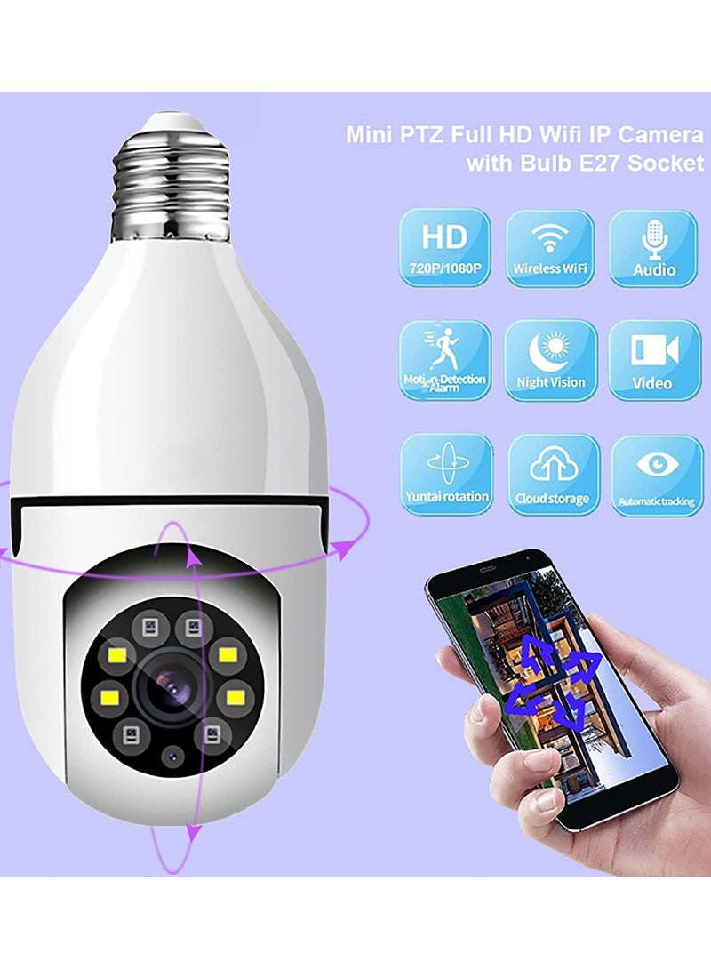 DubaiGallery Wireless WiFi Light Bulb Camera,360 Panoramic ring Camera,Full-HD 1080P with Infrared Human Motionsecurity Detection and Alarm Night Vision Light Camera,for Outdoor,Home,Baby,Pet Monitor - Image 3