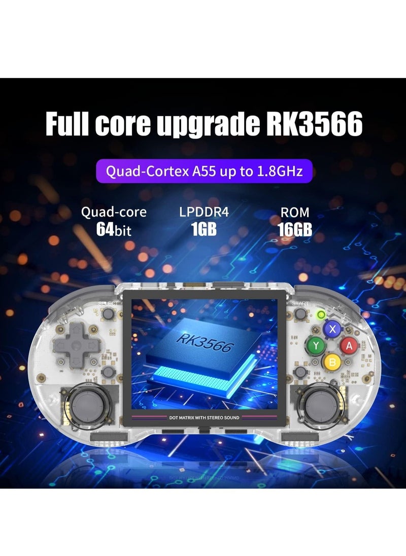 ANBERNIC  - RG353PS Retro Handheld Game Console, Single Linux System RK3566 Chip 3.5 Inch IPS Screen, Comes with 128G TF Card Preinstalled 4519 Games, Support 5G WiFi 4.2 Bluetooth (Transparent) - Image 1