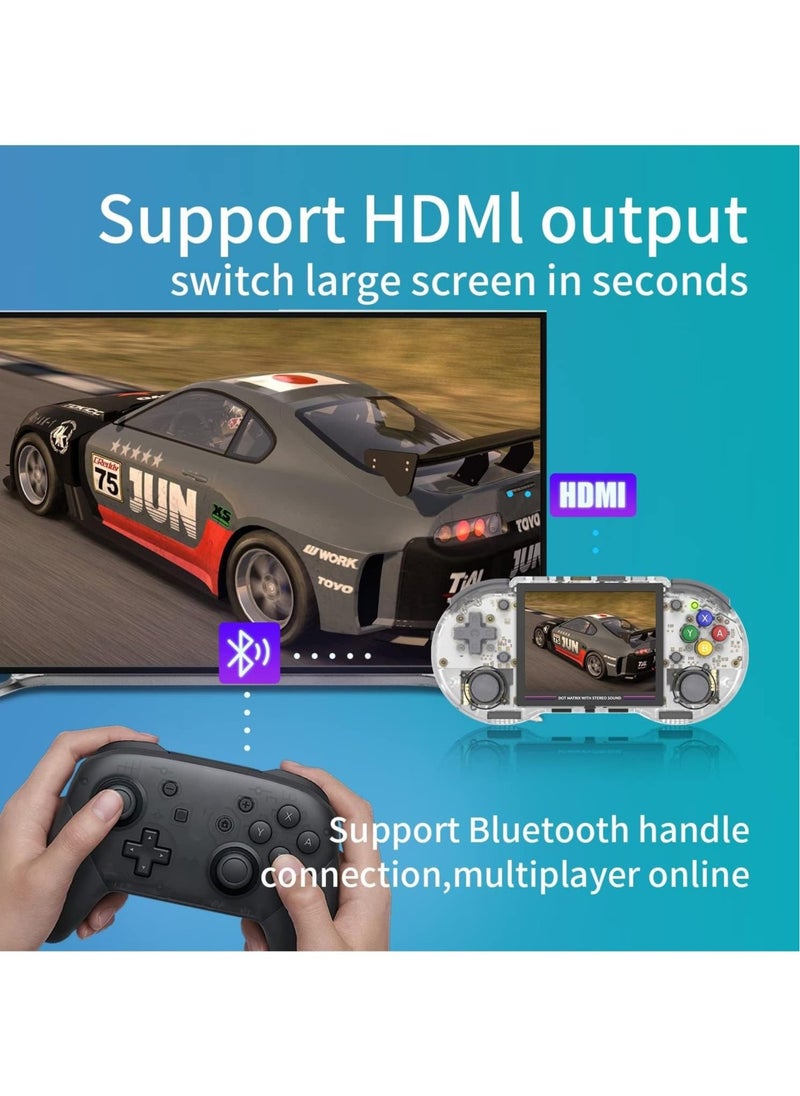 ANBERNIC  - RG353PS Retro Handheld Game Console, Single Linux System RK3566 Chip 3.5 Inch IPS Screen, Comes with 128G TF Card Preinstalled 4519 Games, Support 5G WiFi 4.2 Bluetooth (Transparent) - Image 1