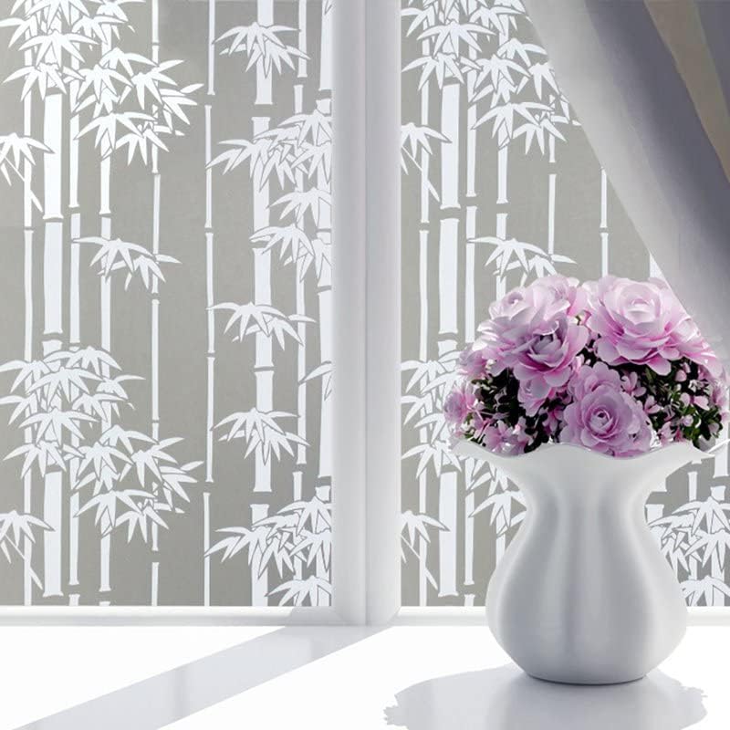 WISDOM Privacy Window Film Frosted Glass Film Glass Film No Glue Anti-UV Window Sticker Non Adhesive for Privacy Office Meeting Room Bathroom Living Room (Bamboo Leaf Frosted, 24 x 72) - Image 2