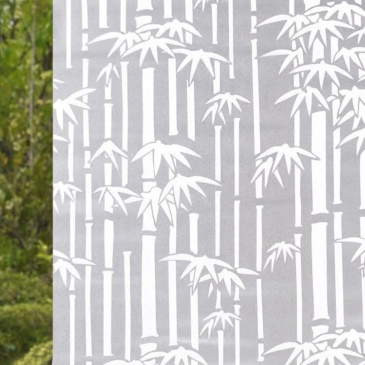 WISDOM Privacy Window Film Frosted Glass Film Glass Film No Glue Anti-UV Window Sticker Non Adhesive for Privacy Office Meeting Room Bathroom Living Room (Bamboo Leaf Frosted, 24 x 72) - Image 5