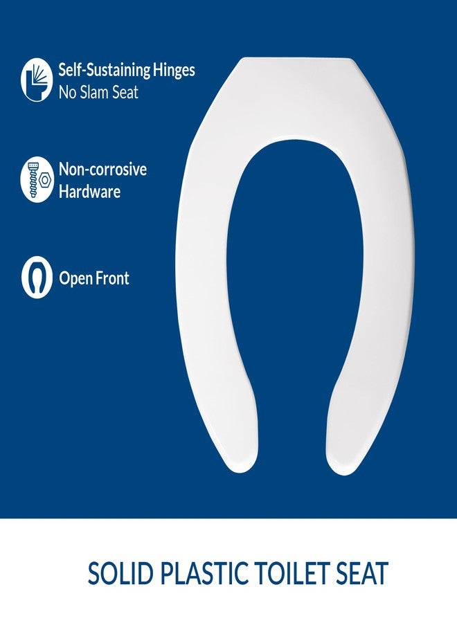 BEMIS 1055SSC Commercial Slow Close Open Front Plastic Toilet Seat, Heavy Duty Industrial Seat without Lid for Long Lasting Use, Elongated, White - Image 2
