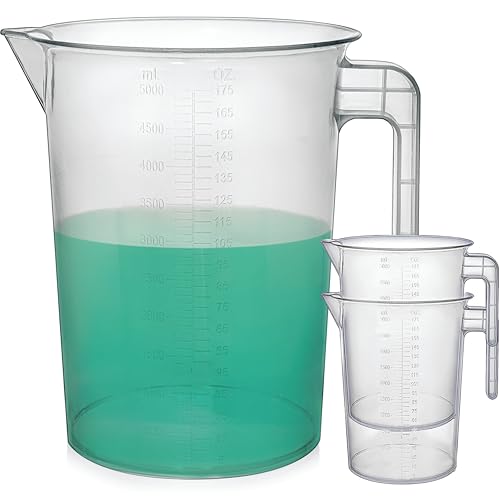 Terbold 5 Liter Measuring Pitcher 3-Pack | 1.3 Gallon Shatterproof Plastic Large Graduated Mixing Pitchers, 1 to 2 Gallons (5L, 5000ml) - Image 1