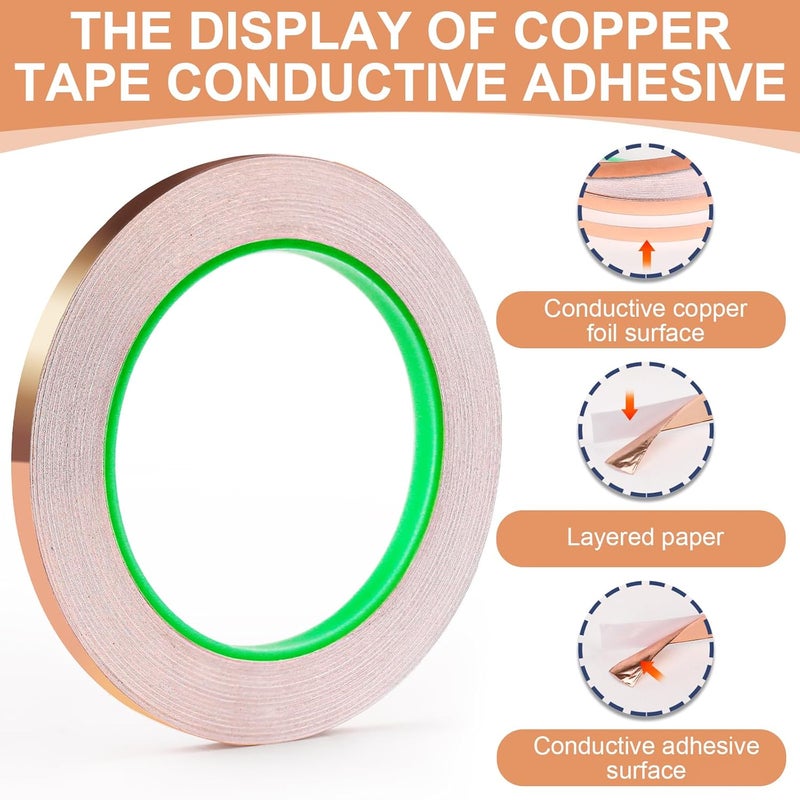 LOVIMAG Copper Tape (1/4inchX82.5FT), Copper Foil Tape for Stained Glass, Copper Tape Conductive Adhesive for Guitar and EMI Shielding, Soldering, Crafts, Electrical Repairs, Grounding, DIY(1Rolls) - Image 4