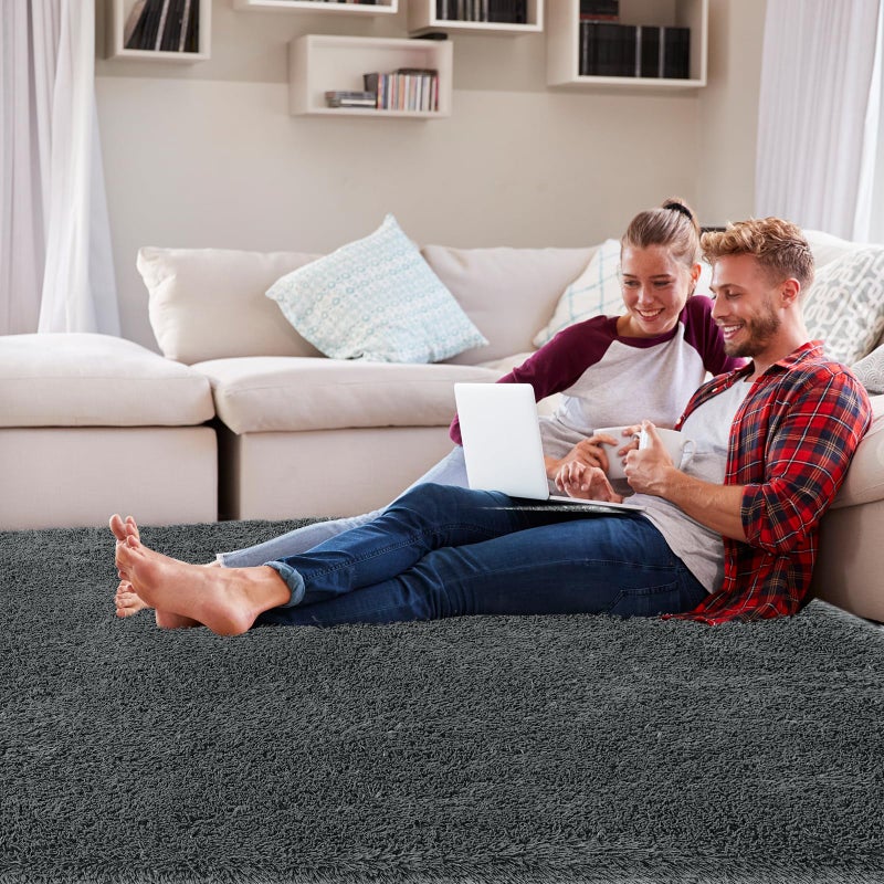 CAIYUECS Large Rug for Living Room 10x12: Area Rug 10x12 Grey Rugs for Living Room - Shag Rug 10x12 Soft Plush Fuzzy Modern Indoor Shaggy Carpet for Bedroom. - Image 4