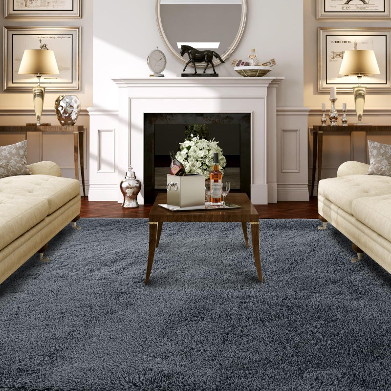 CAIYUECS Large Rug for Living Room 10x12: Area Rug 10x12 Grey Rugs for Living Room - Shag Rug 10x12 Soft Plush Fuzzy Modern Indoor Shaggy Carpet for Bedroom. - Image 2