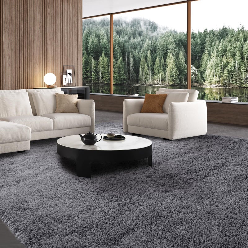 CAIYUECS Large Rug for Living Room 10x12: Area Rug 10x12 Grey Rugs for Living Room - Shag Rug 10x12 Soft Plush Fuzzy Modern Indoor Shaggy Carpet for Bedroom. - Image 1