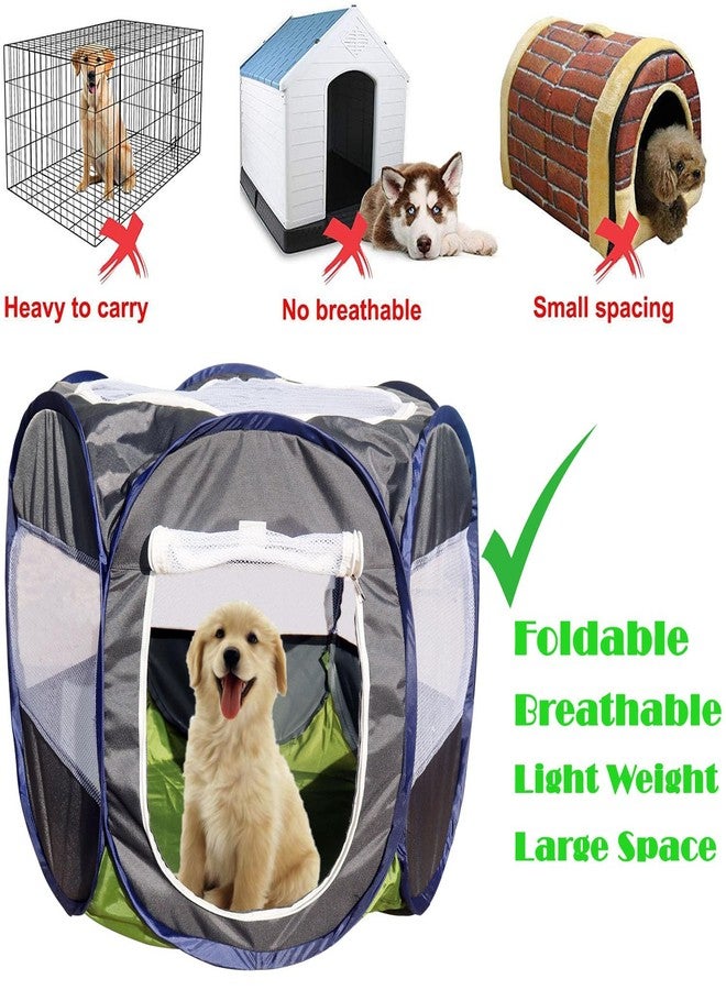 Homecute Foldable Pet Playpen with Mesh Window,pet cage for Dogs and Cats,Tent Kennel and Carrying Case with Removable Zippered & Rollable Mesh Door for Travel Camping,Indoor & Outdoor Use (Gray) - Image 3