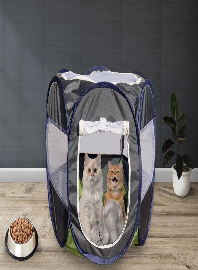 Homecute Foldable Pet Playpen with Mesh Window,pet cage for Dogs and Cats,Tent Kennel and Carrying Case with Removable Zippered & Rollable Mesh Door for Travel Camping,Indoor & Outdoor Use (Gray) - Image 5