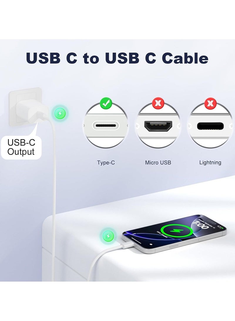 نفس (عبوة من قطعتين) كابل USB-C إلى USB-C بطول 3 أقدام، مضفر من النايلون بقدرة 60 واط، كابل شحن لأجهزة آيفون 17 16 15، شاحن Type C سريع الشحن، كابل USB-C إلى USB-C لأجهزة آيفون 17 16 15 Pro Plus Pro Max/آيباد برو/آير - أبيض - Image 5