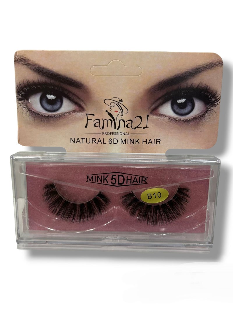 Famina21 Natural 6D/5D Mink Hair Eyelashes - Set of 30 Models (B10)