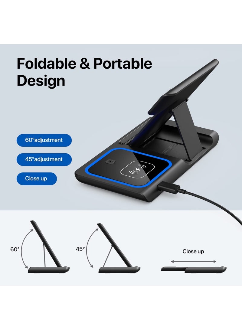 Barakah 3 in 1 Wireless Charging Station, Fast Charger Stand for iPhone 14/13/12/11/Pro/Max/XS/XR/X/8/Plus, Apple Watch 7/6/5/4/3/2/SE, AirPods 3/2/Pro (Black) - Image 5