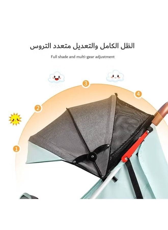 Baby Single Stroller Light Folding Sitting Reclining for Infant Little Girls Boys 3-36 Months